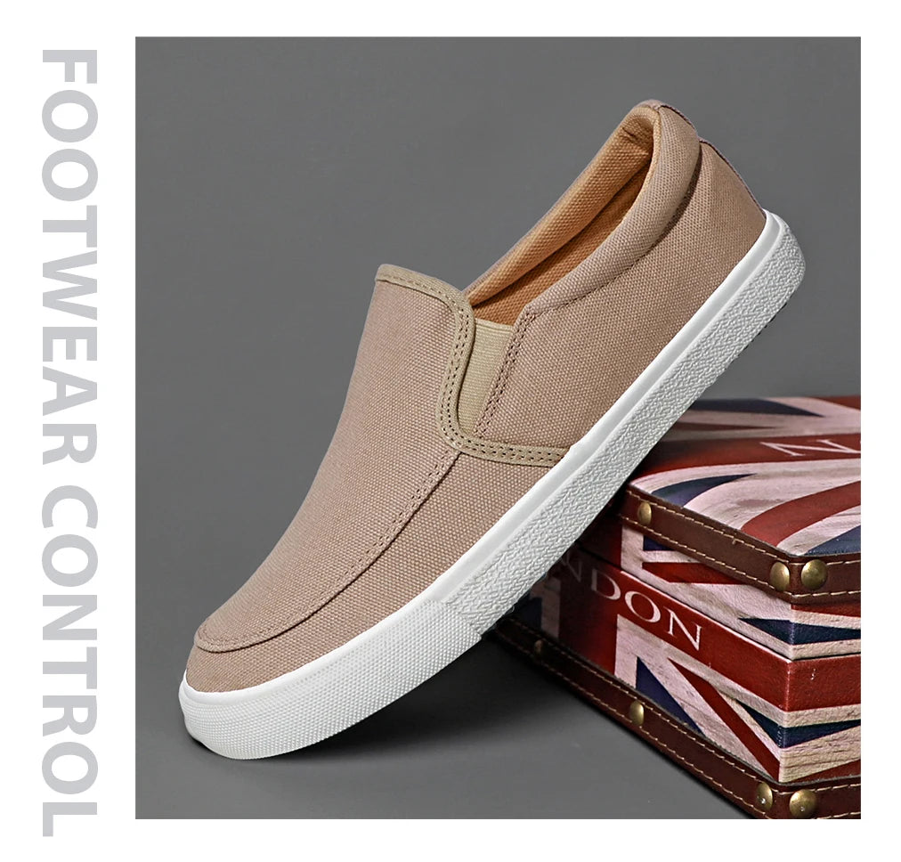 2026 Men Casual Canvas Shoes Spring Breathable Pure Color Anti-slip Soft-Soled Men's Driving Cloth Shoes BD26001