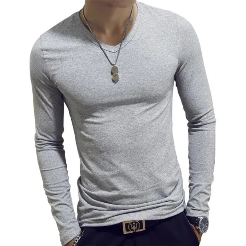 Spring Autumn Period Long Sleeve Cultivate One's Morality Men's T-shirt O-neck Solid Polyester T Shirt Men Red Blue Black