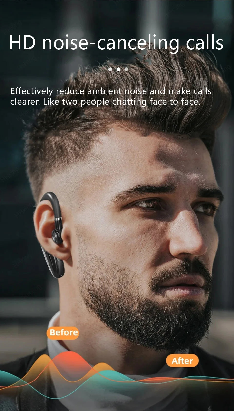 Wireless Bluetooth Headphones With Microphon Earphone ENC Noise Cancelling Handsfree Talking Headset Busines Auriculares Driving