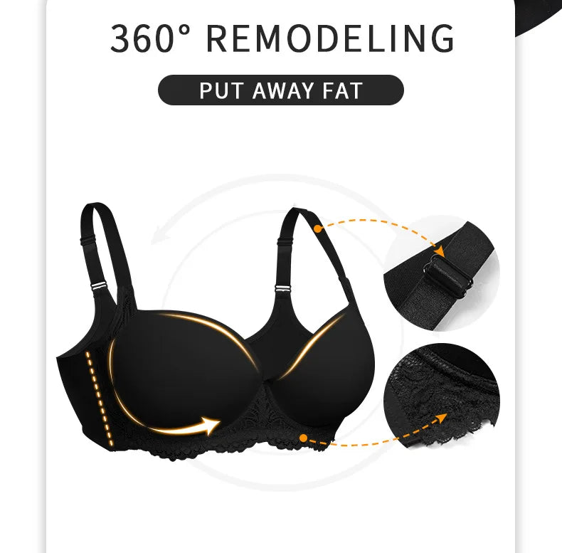 Plus Size Lingerie for Large Busts  Minimizing Anti-Sag Gathering Breathable Underwired Big Cup Size B C D E F 38 40 42 44 46 48