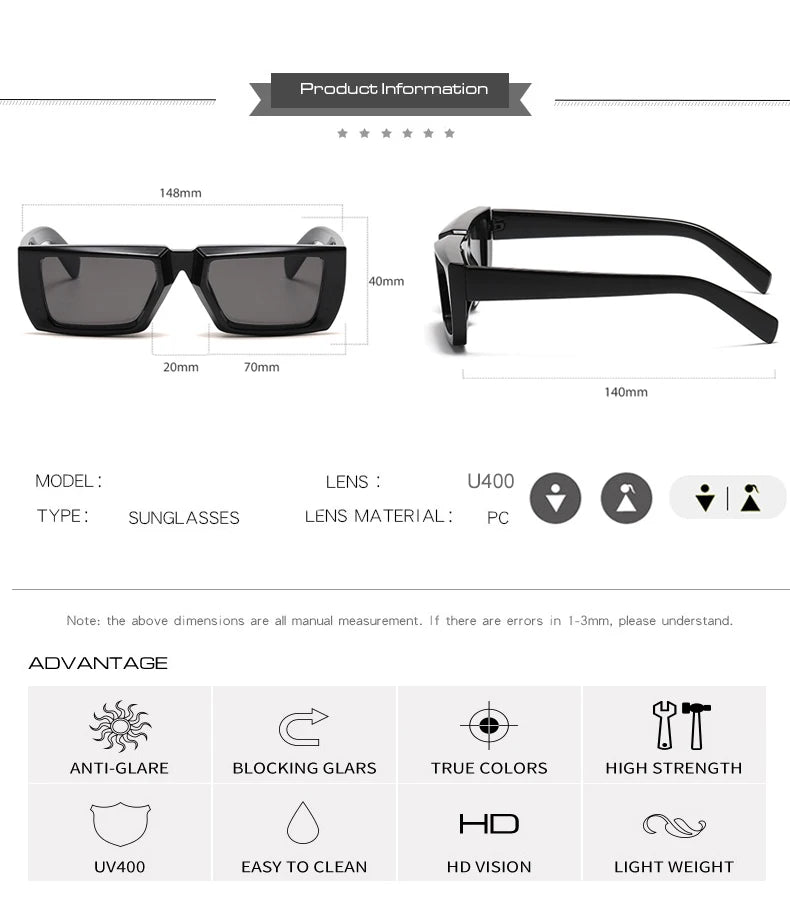 OEC CPO Vintage Rectangle Sunglasses Women Punk Small Frame Sun Glasses MenTrends Square Glasses UV400 Shades Fashion Eyewear
