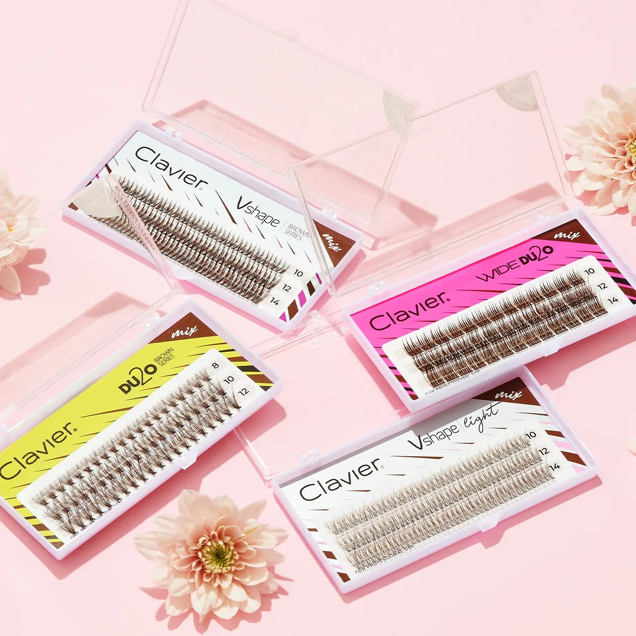 Clavier Classic Brown Eyelashes Natural Cluster Lash 10D Individual Segment Eyelash Professional C Curling