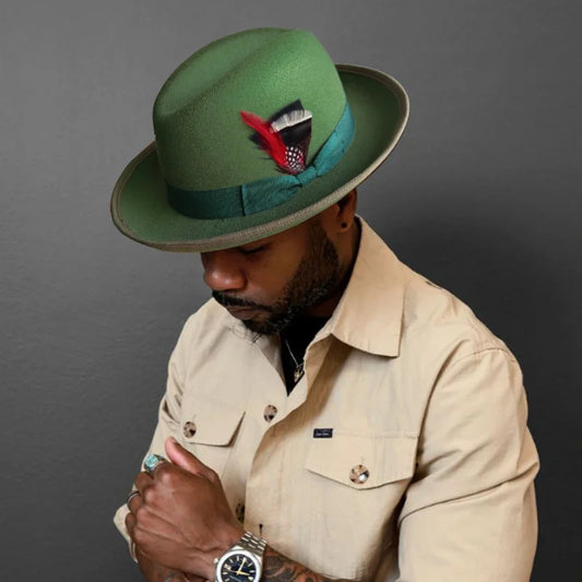 Green Retro Men's Spring Hat Unisex Men's Bow Women's Curved Brim Wide Brim Sun Hat Straw Hat Beach Hat sombrero hombre