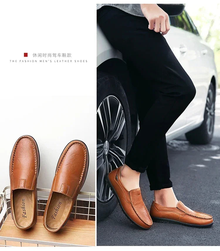 Men Dress Shoes Natural Leather Men's Brand Shoes Sale Formal Shoe Men's Cowhide Italian Genuine Leather Loafers Footwear Casual