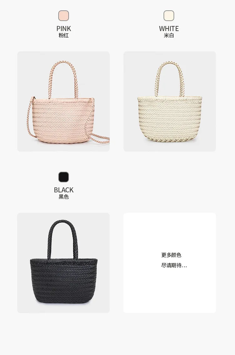 2026 spring new braid bag French basket bag Vintage Boho Gypsy Aztec Ibiza Genuine Leather Messenger Bag  female ins style