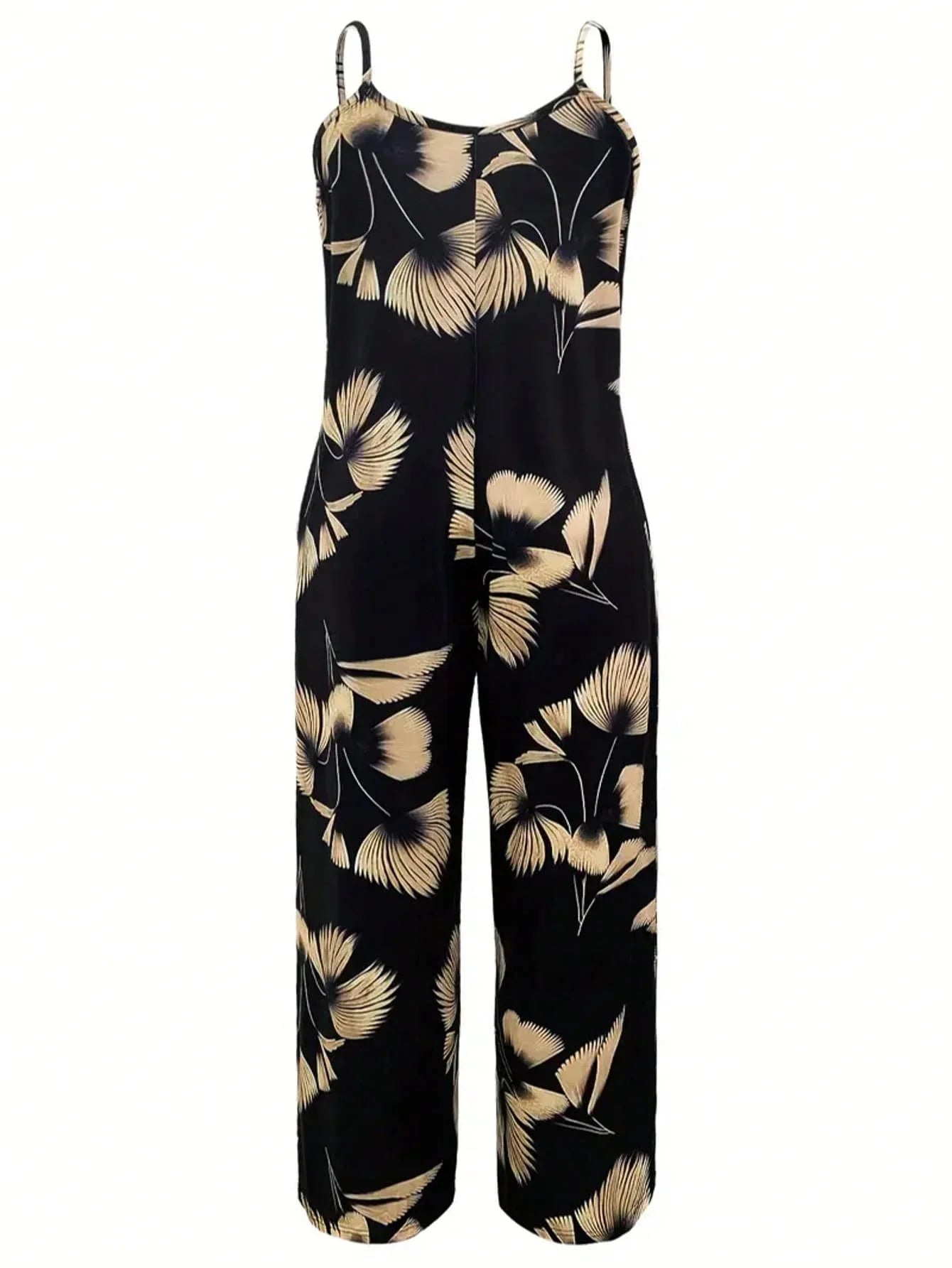 Plus Size 1XL-5XL Spring Summer Women's Wide Leg Fashionable Leaf Print Jumpsuit Pants Overalls Women Casual Long Overalls