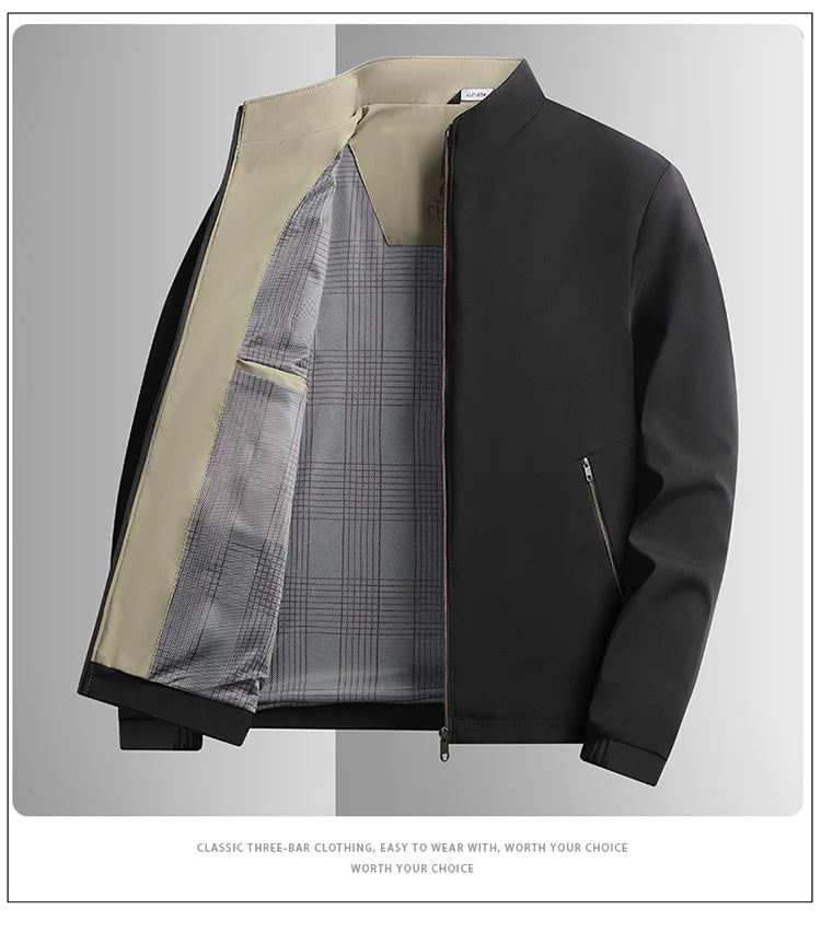 Business Casual Jackets for Men Stand Collar Solid Color Jacket Autumn Korean Work Wear Mens Windbreaker Jacket Winter Coats Men