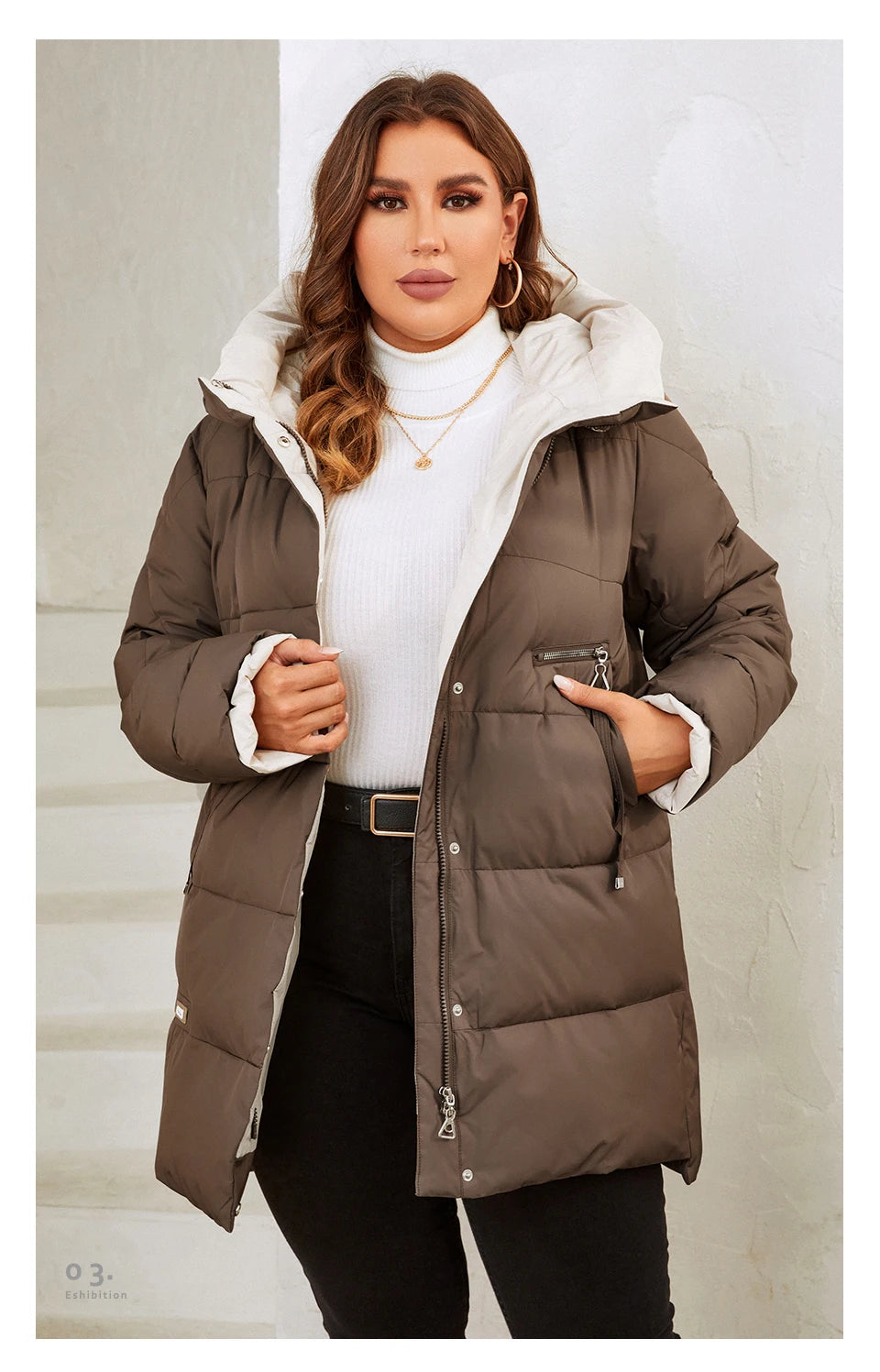 HaiLuoZi 2023 New Plus Size Women Winter Jacket XL-6XL Thick Female Outwear Slant Pockets High-quality Quilted Women's Coat 1115