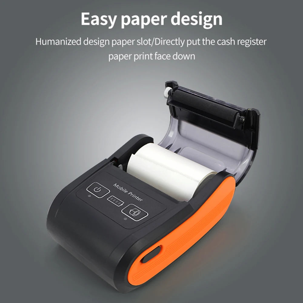 Portable Receipt Printer 58mm Mini Thermal Printing Wireless BT USB Connection 203dpi Mobile Printer with 2 Inch Thermal Paper