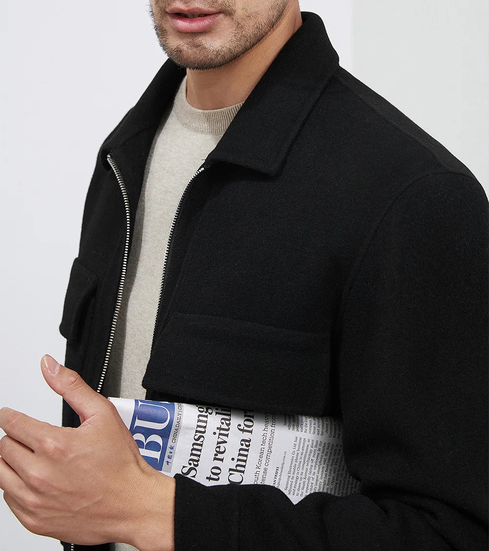 DAVIDSHAO Top Quality EU US Size Luxury Casual Wear Men Wool Coat Jacket Autumn Winter New Style Turn-Down Collar Vintage Coat