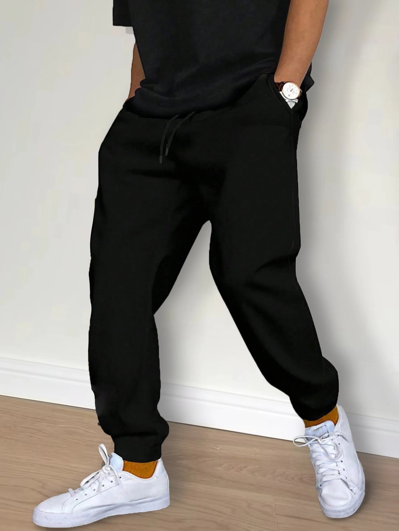 Men's Casual Pants Autumn Winter Fleece Sweatpants Men Running Jogger Sports Gym Trousers Fashion Solid Color Workout Long Pants