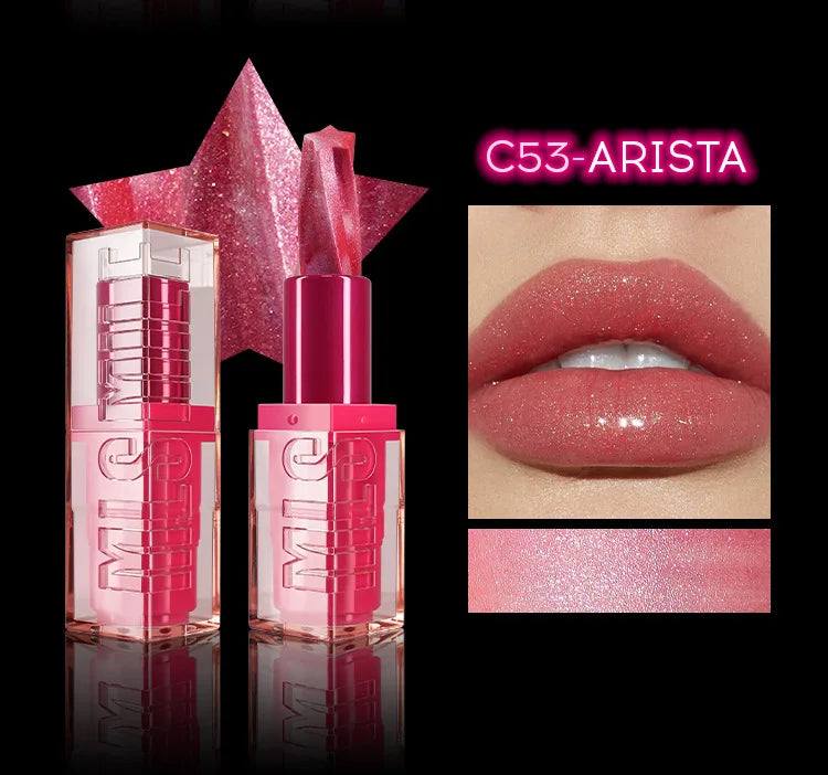 Spiral Star Lipstick Moisturizing Waterproof Matte Glitter Marble Non Stick Long Lasting Lip Gloss Pearlescent Shine