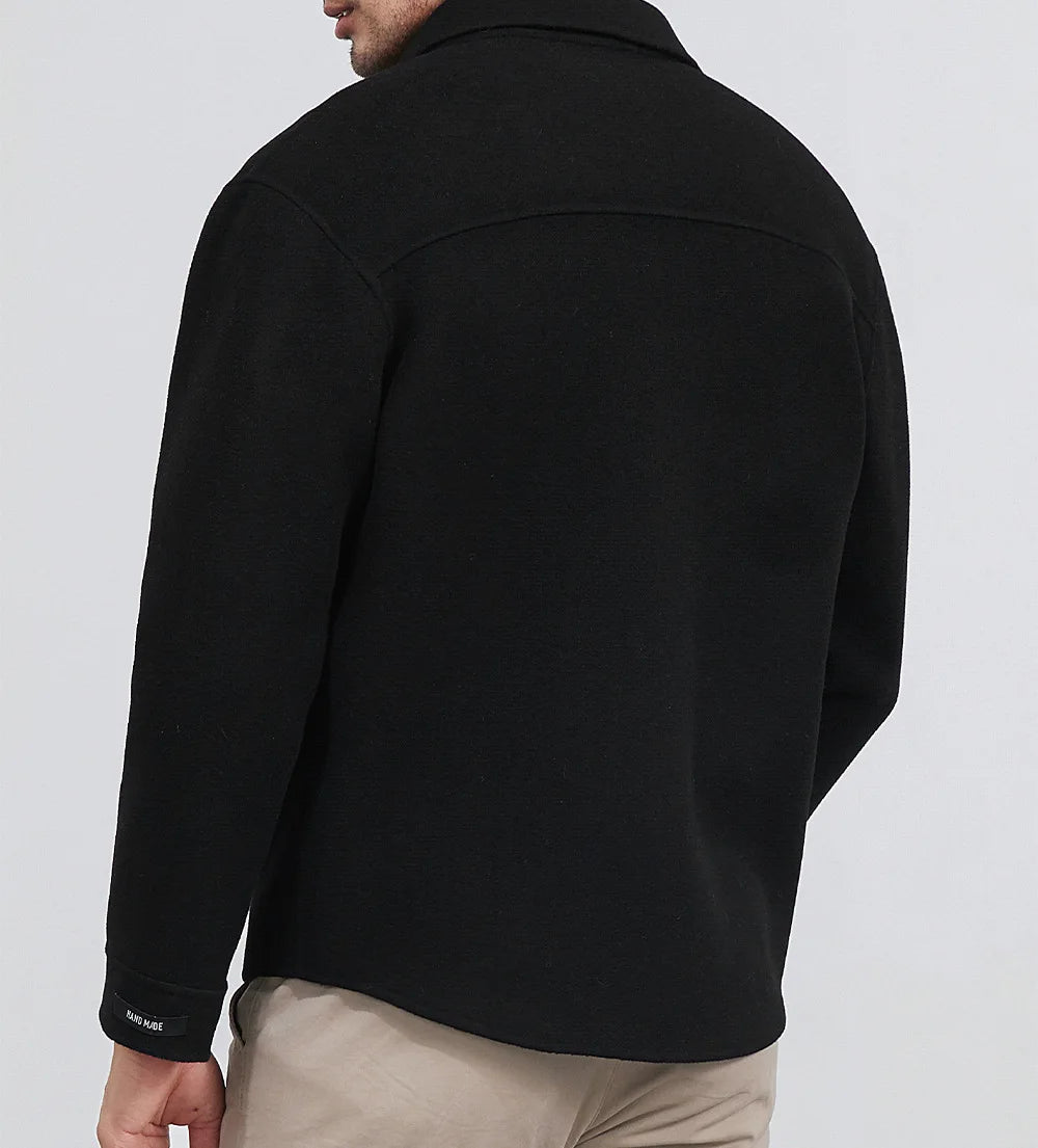 DAVIDSHAO Top Quality EU US Size Luxury Casual Wear Men Wool Coat Jacket Autumn Winter New Style Turn-Down Collar Vintage Coat