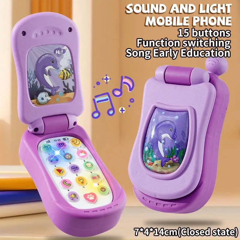 Interactive Early Education Toy: Cartoon Simulation Flip Phone with Music and Sound; Ideal for Children's Day Gifting