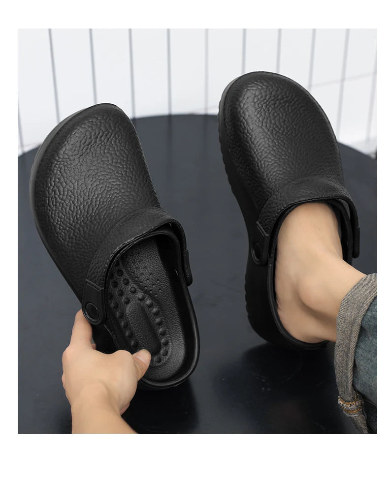 2025 Men's EVA Sandals Summer Large Black Kitchen Anti-Slip Work Shoes Waterproof Oil-Repellent Chef Shoes Kitchen Accessories