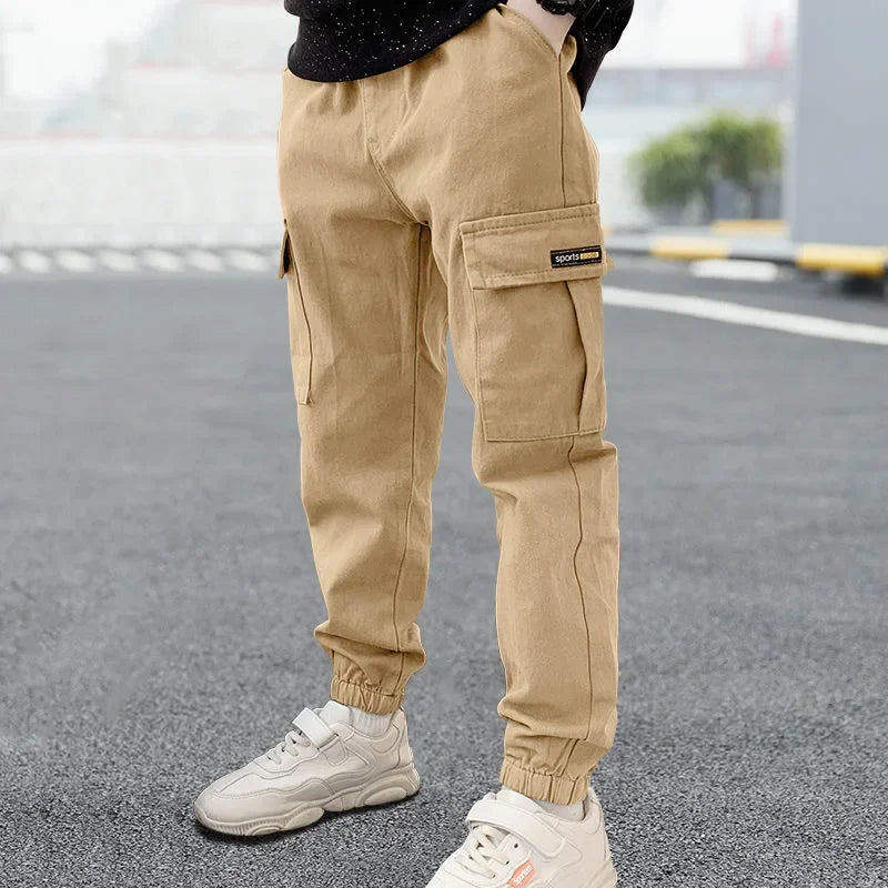 4-12 Years New Spring Autumn Boys Pants Letter Casual Long Style Trousers For Kids 3 Color Teenage Children Sport Pants