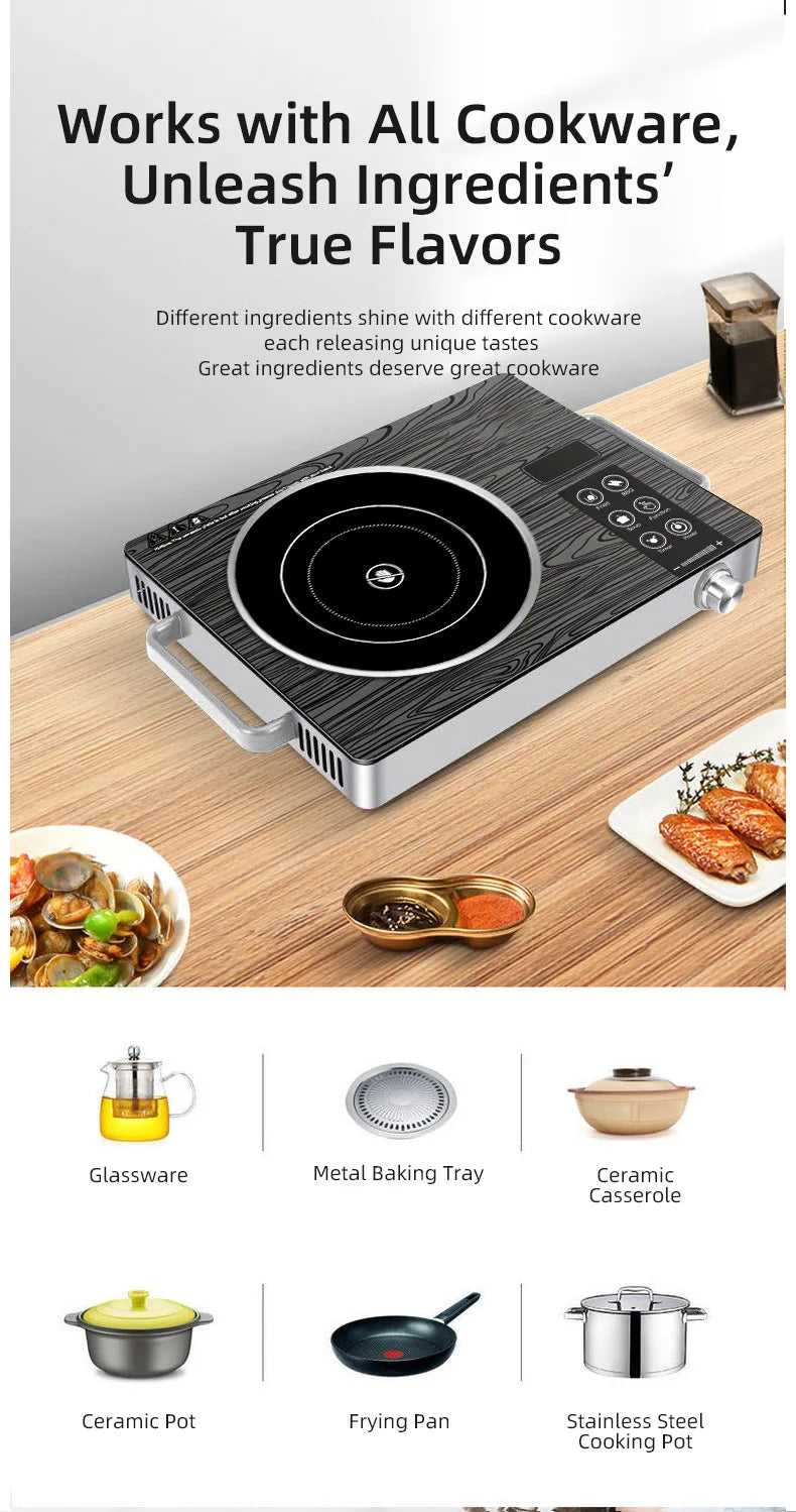 2200W Electric Ceramic Stove Cooktop Tea Maker Electric Hot Plate Heater Stove Heating Furnace Tea Stove Home Water Boiler 220V