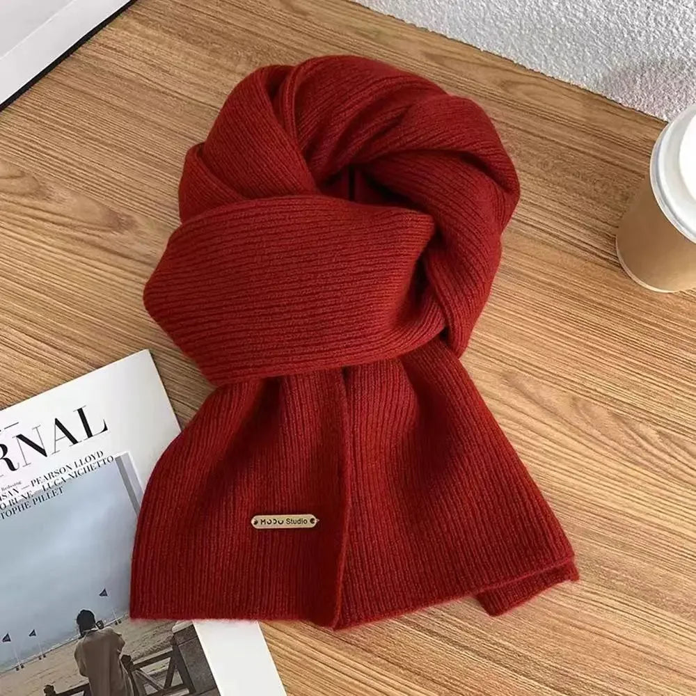 Winter Warm Neckerchief Fake Collar Solid Color Cross Scarf Woolen Thicken Knit Scarf Neck Warmer Women Girls