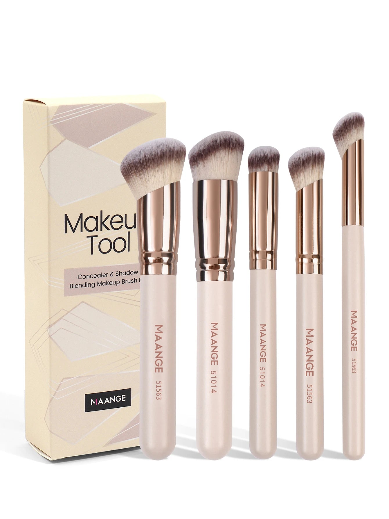 MAANGE 5 Pcs Makeup Brushes Powder Blusher Brush Foundation Makeup Brush Contour Brush Portable For Travel Valentine's Day Gift