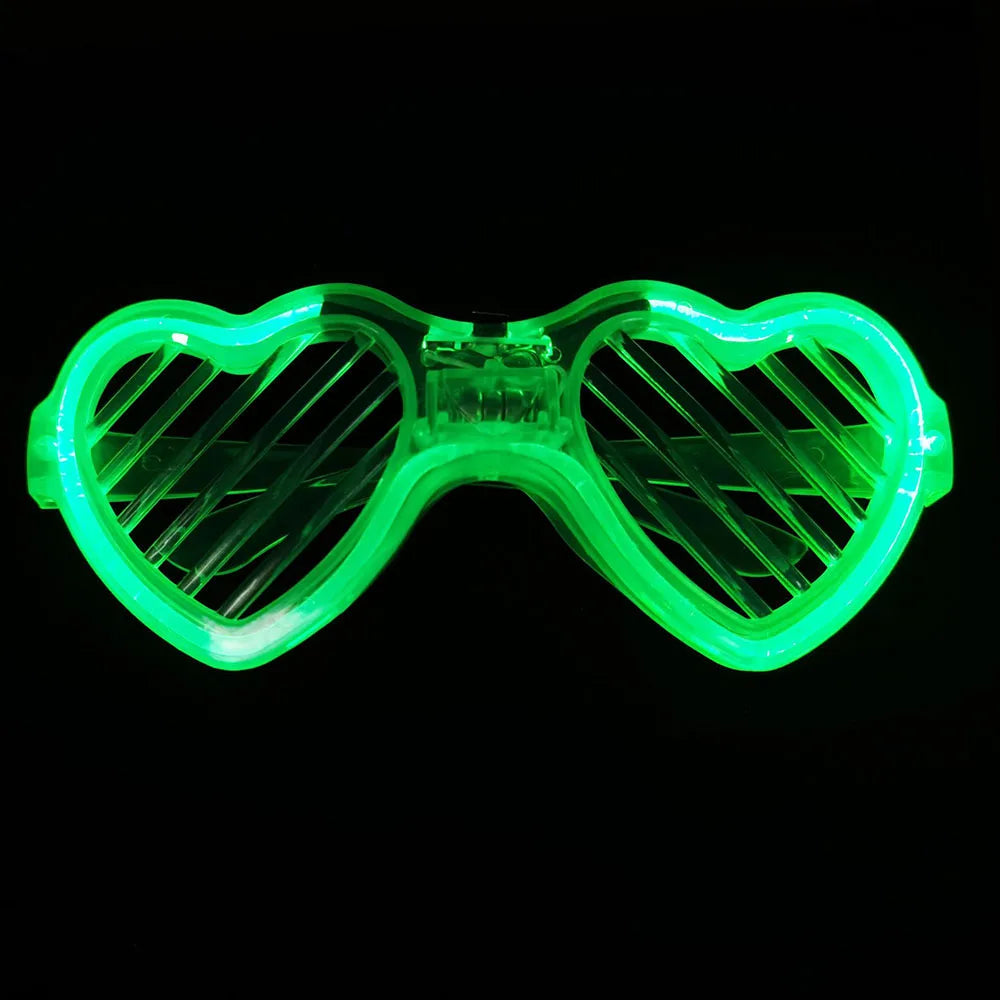 5/10/20/30Pcs Glow In The Dark Glasses Heart Shaped LED Light Up Sunglasses Glow Neon Party Favor for Kids Adults Party Supplies