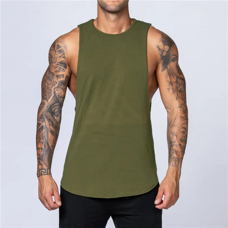 Men Cotton Sleeveless Shirt Casual Gym Tank Top Man Quick Dry Fitness Basketball Vest Bodybuilding Running t-Shirt Man Clothing
