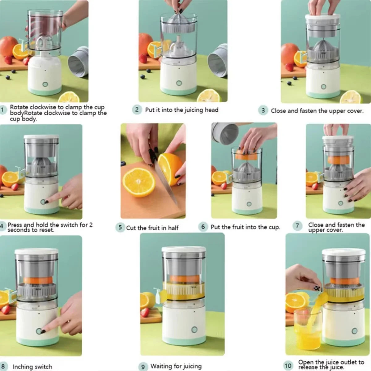Portable Electric Juicer Juice Lemon Squeezer USB Charging Kitchen Fruit Small Juicer Blender Fresh Separator Press Machine