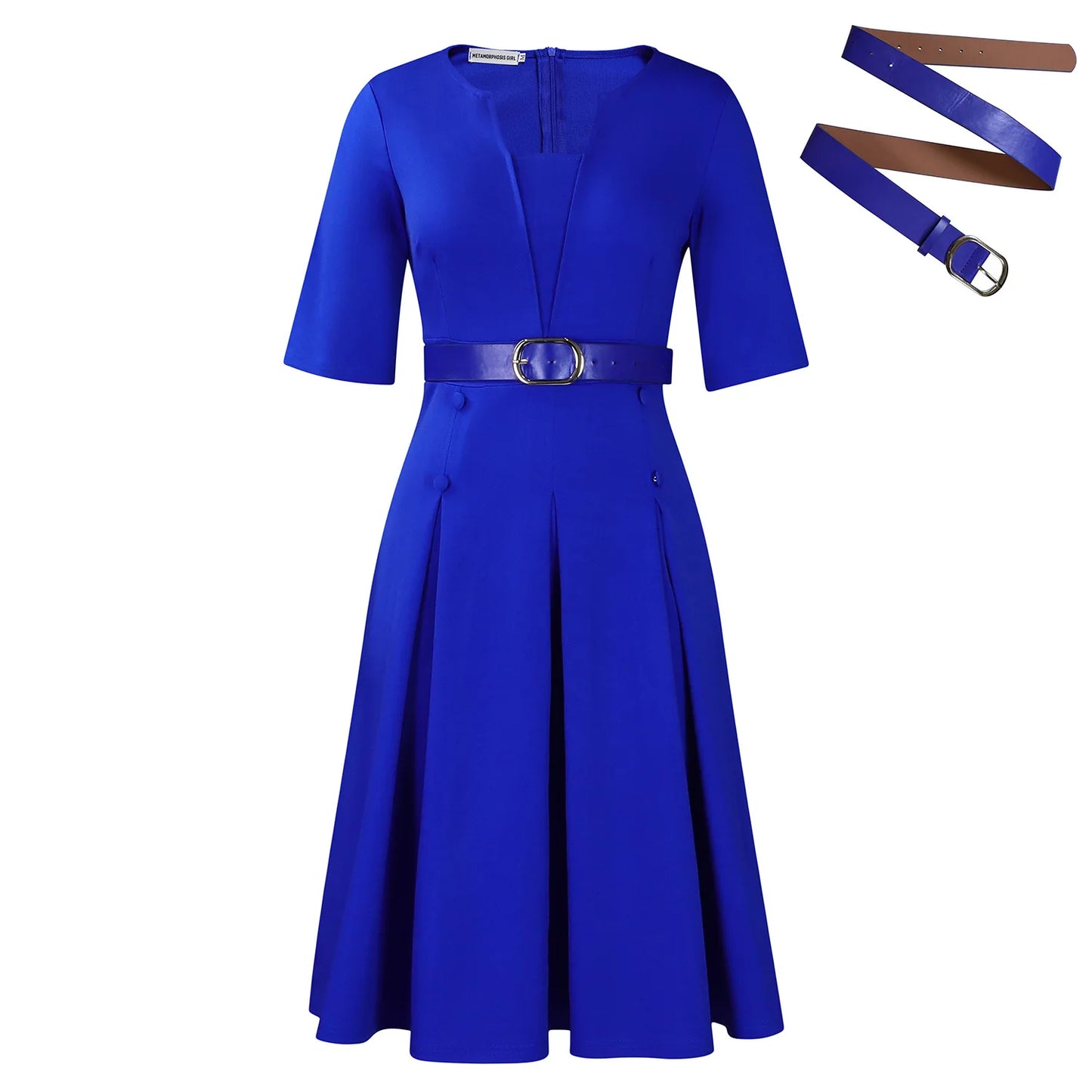 Women's Autumn Fashion Elegant Solid Color Five-quarter Sleeve African Dress