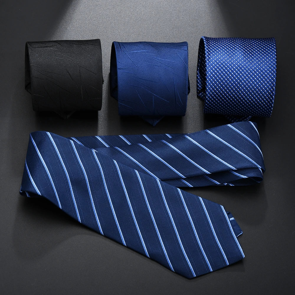 Tie for Men Slim Solid Color Shirt Necktie Polyester Narrow Cravat Royal Blue Black Red Stripe Party Formal Fashion Gift