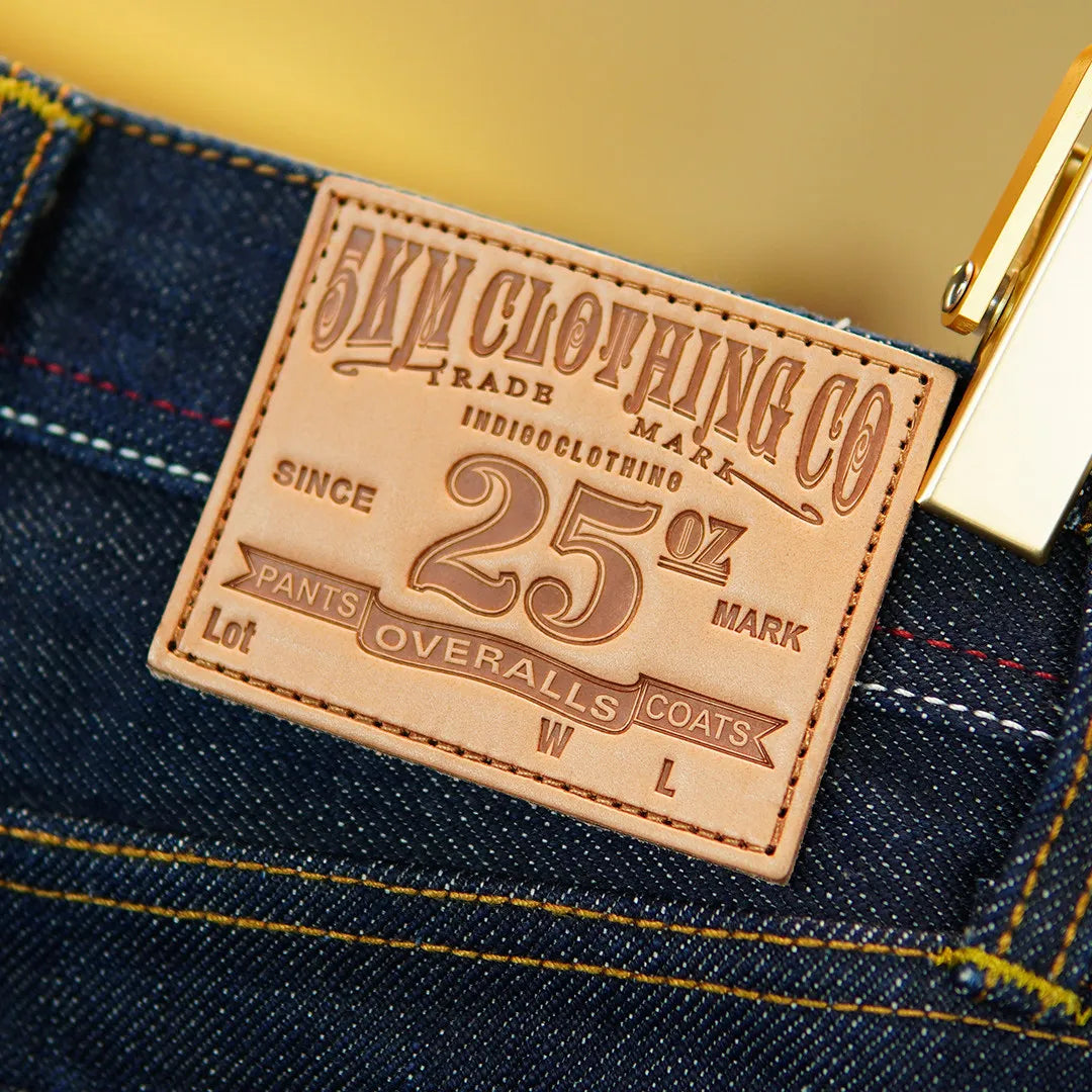 Heavyweight 25oz Red Selvedge Denim Jeans for Men American Vintage Casual 100% Pure Cotton Regular Straight Trousers 5KM Winter