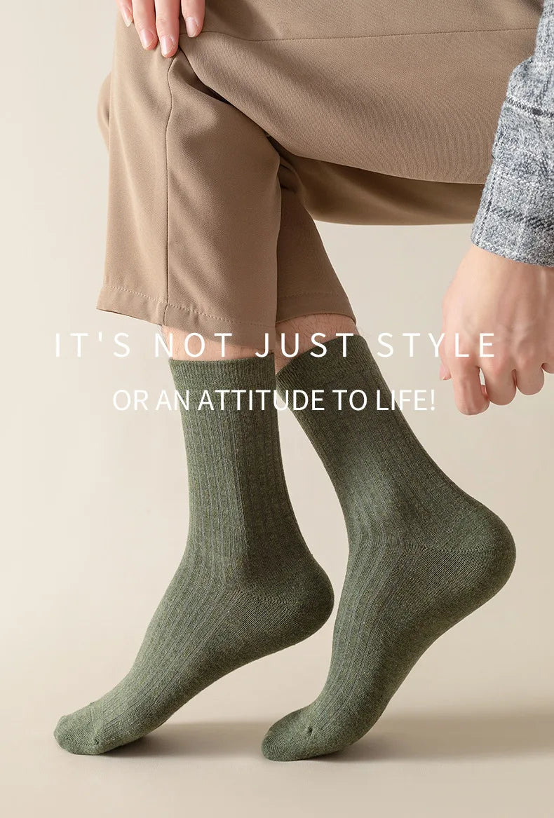 Men Cotton Socks High Quality Solid Color Business Crew Spring Autumn Knitting Mib Tube Ankle Long Breathable Casual Soft Socks