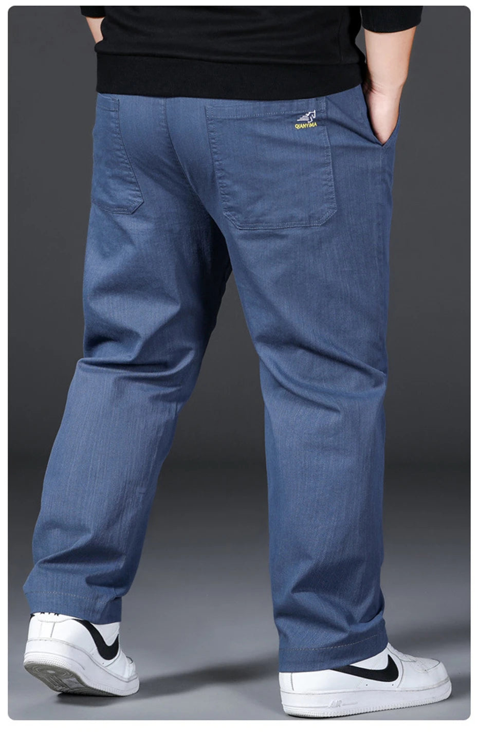 Plus Size 12XL Pants Men Casual Trousers Elastic Waist Straight Pants Male Fashion Grey Black Pants Big Size 10XL 12XL