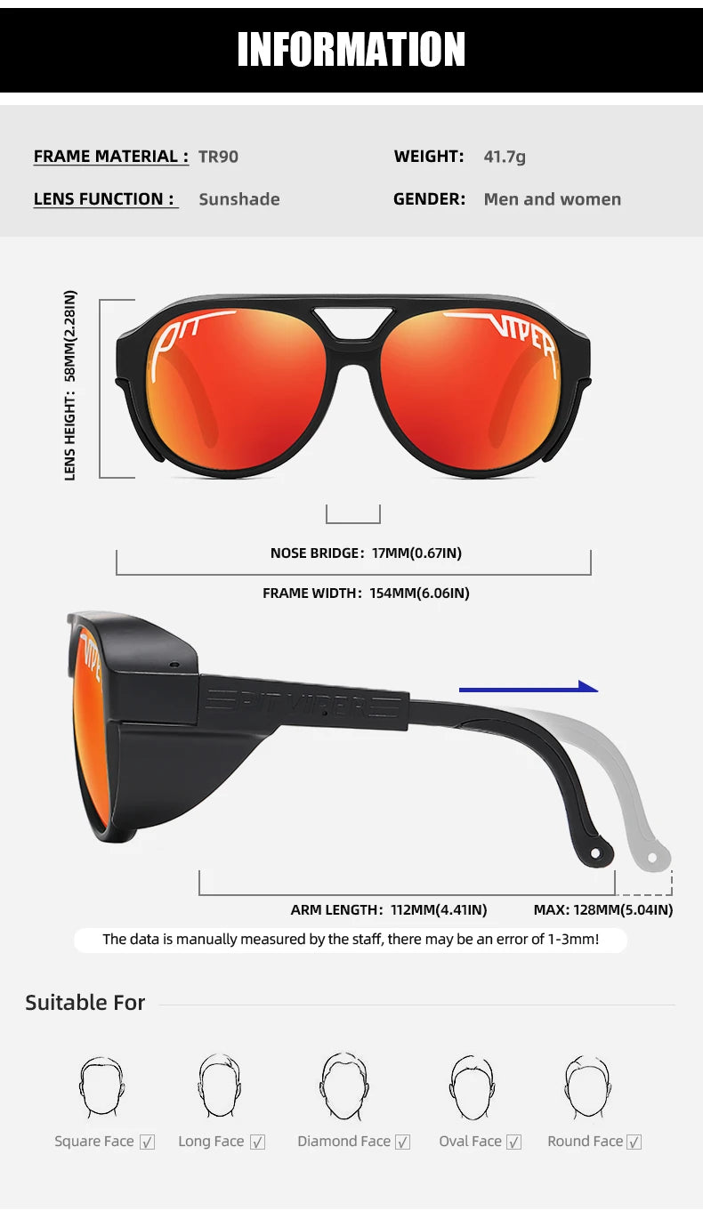 PIT VIPER Cycling Glasses for Men and Women, MTB Bicycle Eyewear, Road Bike Glasses, Windproof Sport Sunglasses, UV400