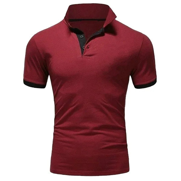 Men's Solid Color Short Sleeve T-Shirt Collar Polo Comfortable Breathable Fashion Basic Fit for Spring/Summer