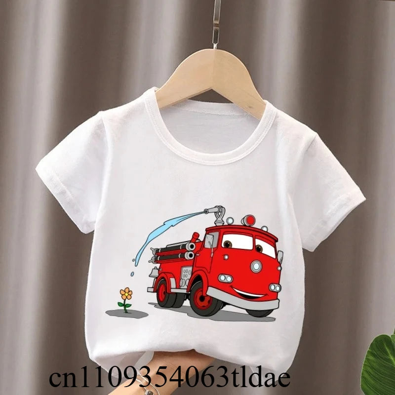Hot Sale Car Pixar Lightning McQueen Print Cute Kids T-Shirts Girls Clothes Baby Boys Short Sleeve T Shirt Summer Children Tops