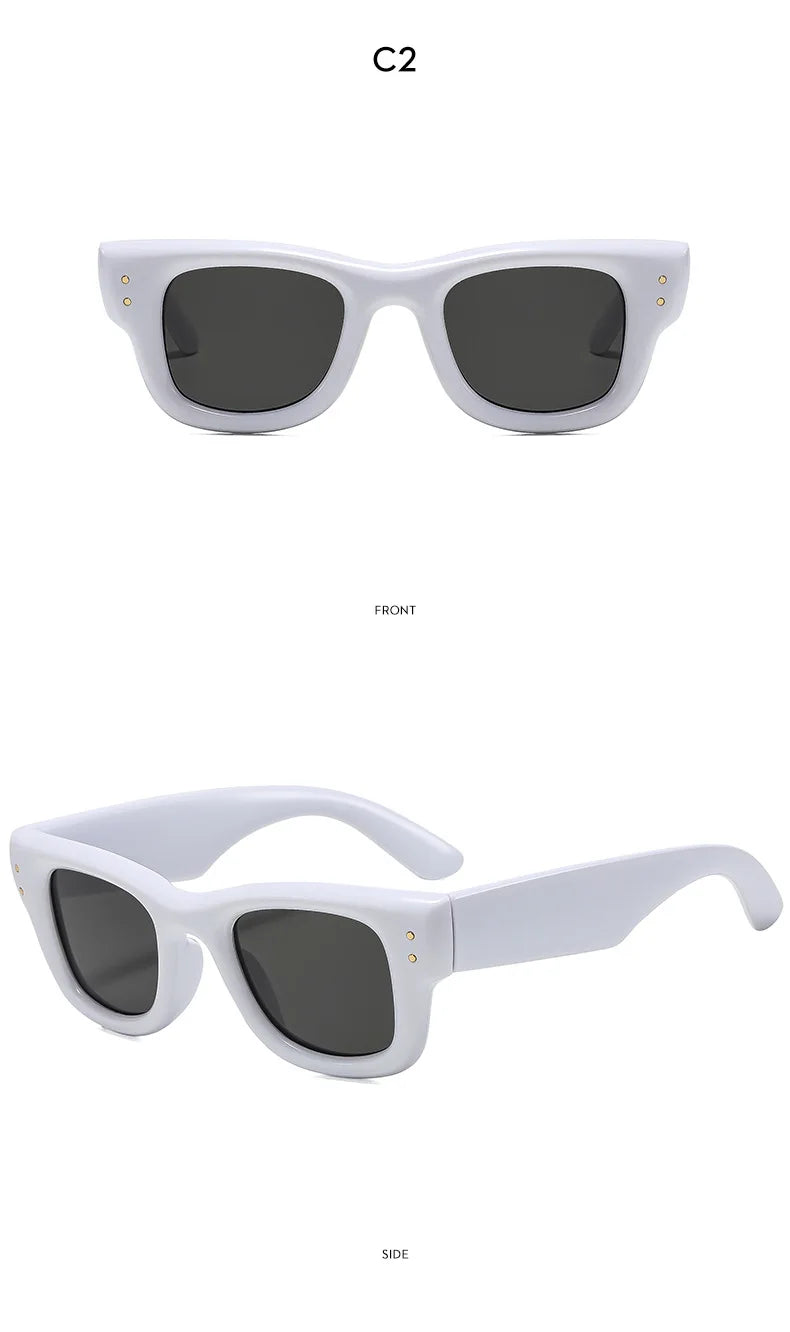 Fashion Vintage Square Rice Nail Women's Sunglasses Classic Punk Men Sunglass Outdoor Driving Travel Eyewear Female UV400 Lentes