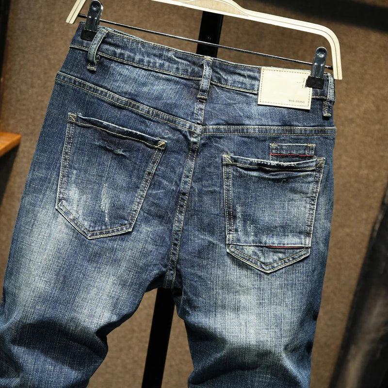 KSTUN Jeans Men New Arrivals Autumn Winter Direct Straight Retro Blue Stretch Vintage Casaul Streetwear Moto Biker Jeans Size 40