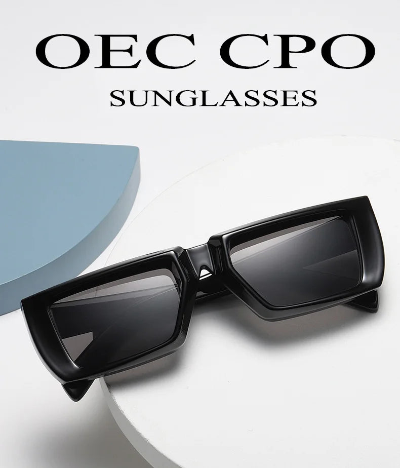 OEC CPO Vintage Rectangle Sunglasses Women Punk Small Frame Sun Glasses MenTrends Square Glasses UV400 Shades Fashion Eyewear