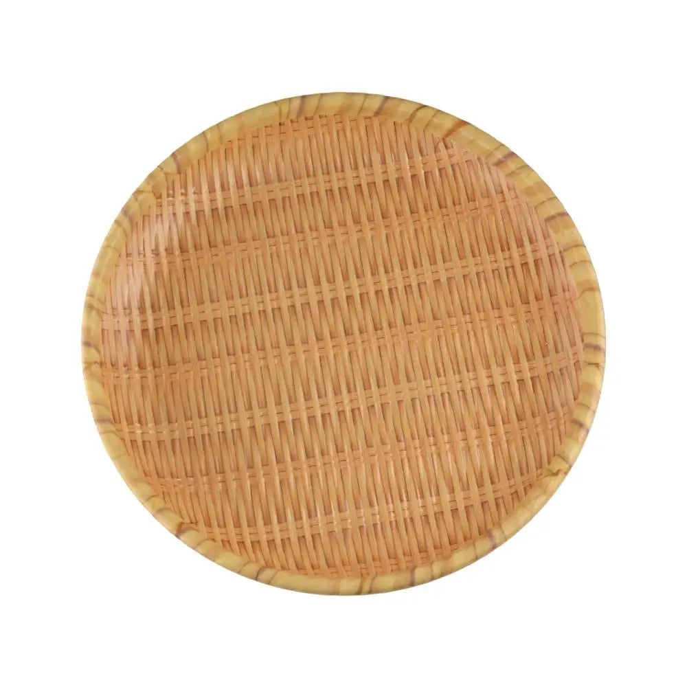 Creative Traditional Imitation Weaving Dinner Plate Round Classic Bread Dessert Plate Convenient Durable Snack Plate Living Room