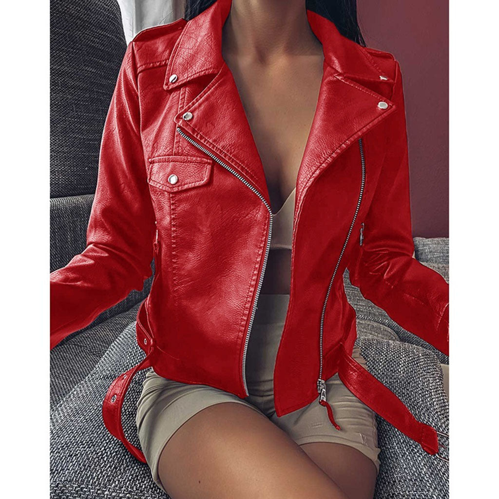 Women's Leather Jacket 2022 Autumn Winter New Short Coat Pu Motorcycle Clothing Slim Winter Leather Jacket
