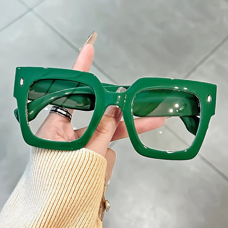 Vintage Glasses Square Full Rim Spectacles Unisex, Anti-Reflective Coating, Fashionable Transparent Lenses, Daily Wear Eyewear