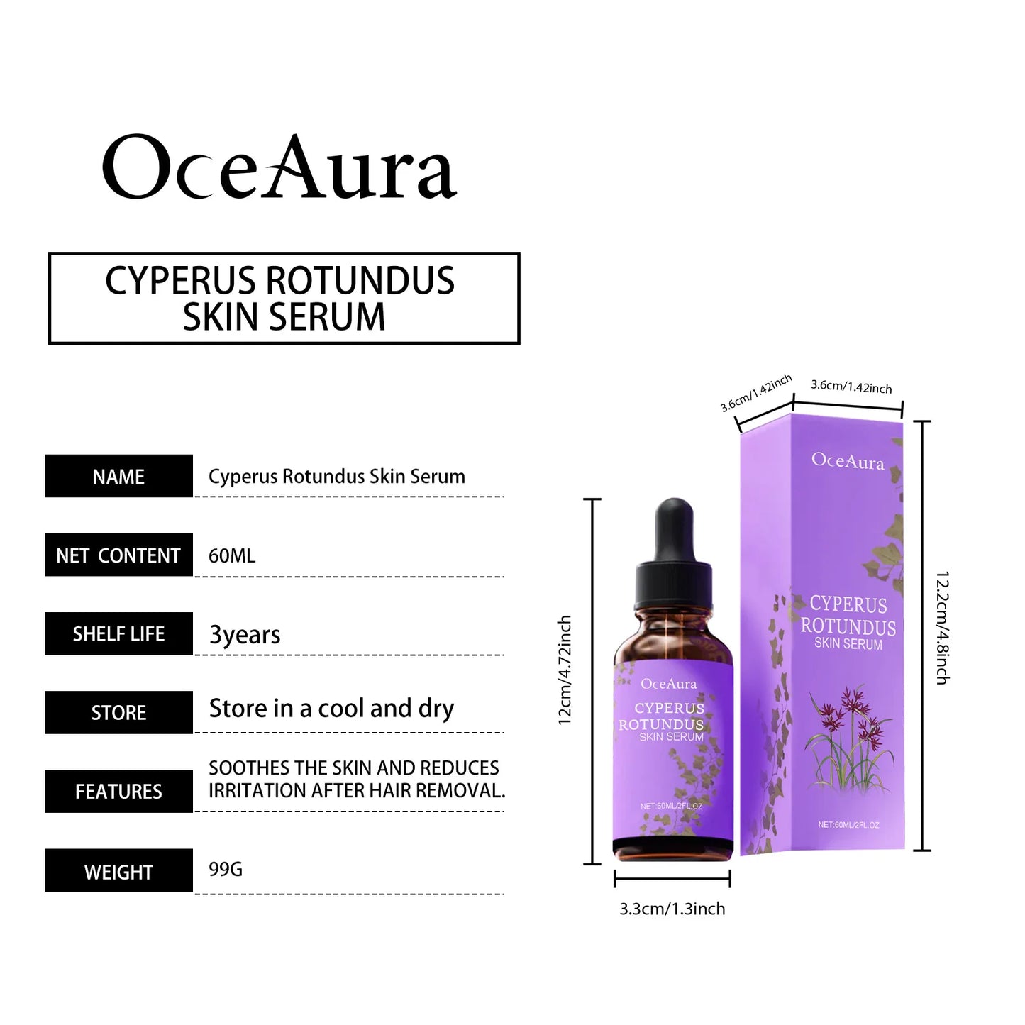 Cyperus Rotundus Skin Serum Natural Hair Removal Oil Women Body Hair Removal Liquid Hair Growth Inhibitor Non-Irritating Safe