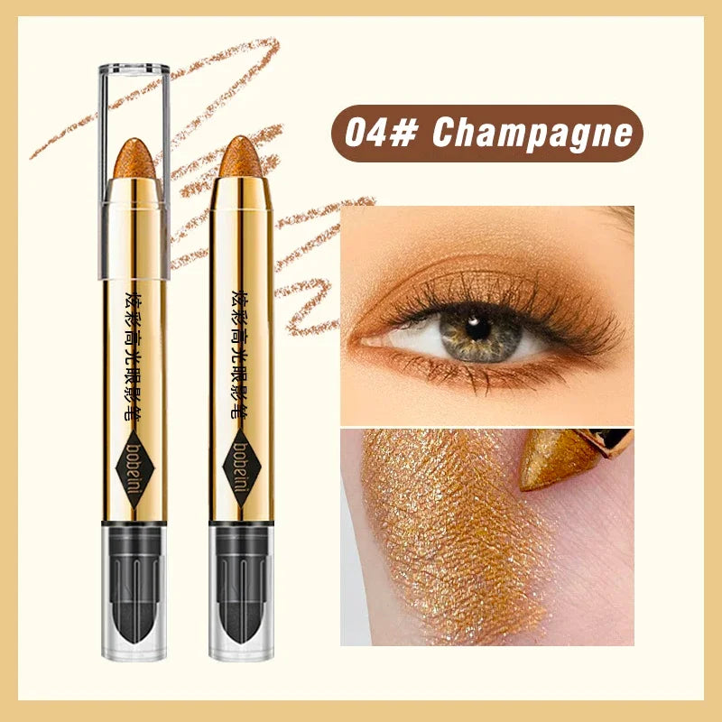 6 Colors Double-Ended Eyeshadow Stick – Waterproof, Long-Lasting, Matte & Glitter, Contour, Highlight, Certified, Unisex