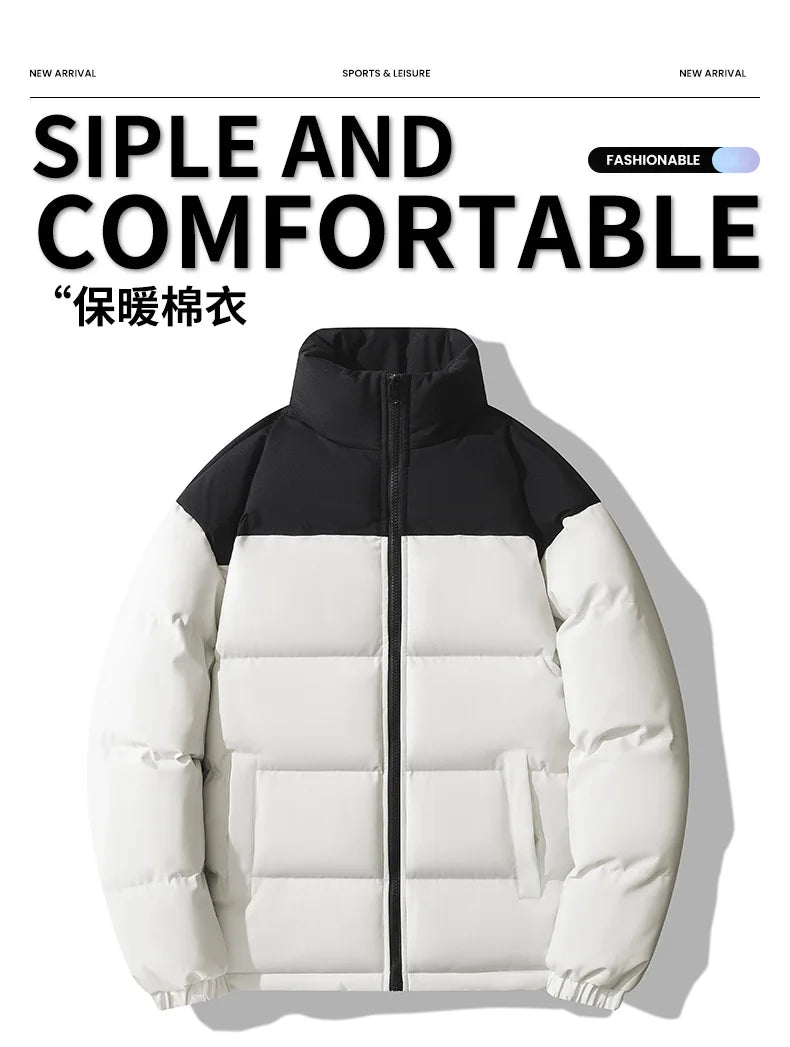 High End Clothing Men Padding Winter Brand Patchwork Designer Cotton Padded Oversized Jackets Male Windproof Coat Parka Overcoat