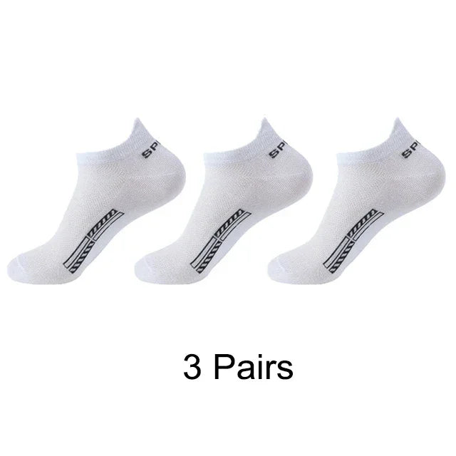 3Pairs Organic Cotton Men Socks Ankle Breathable Mesh Sports Sock Casual Athletic Summer Thin Short Sokken Plus Size EU36-44