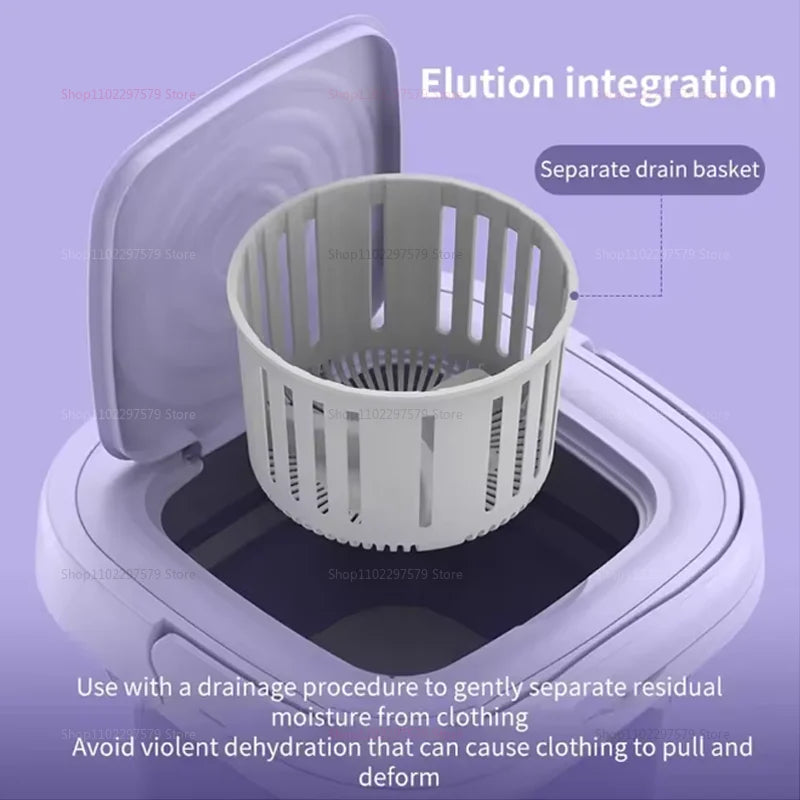 8L Portable Foldable Washing Machine With Drain Hose Full Automatic Mini Laundry Machine For Socks Underwear Travel Camping Dorm