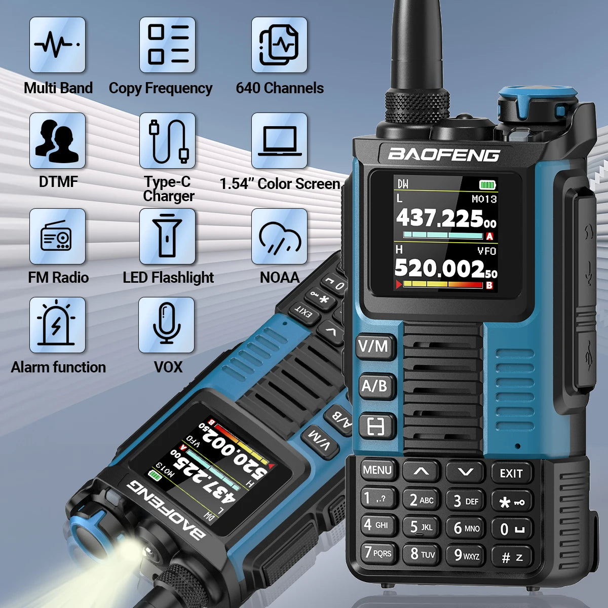 Baofeng UV-K67 PRO Walkie Talkie Long Range Multi Band Wireless Copy Frequency DTMF 640CH NOAA Type-C Ham Two Way Radio UV-5R