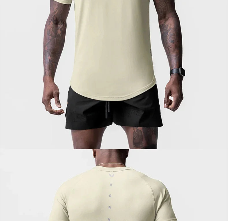 Men's Quick Dry Fitness T-Shirt Gym Running Sportswear Summer Breathable Workout Tee Bodybuilding Muscle Shirt Casual Activewear