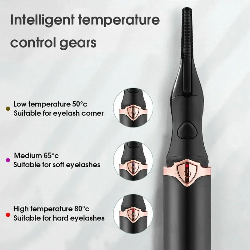 Portable Heated Eyelashes Curling Tool, Natural Fake Eye Lash, Beauty Supplies, USB, 3 Temperature Mode