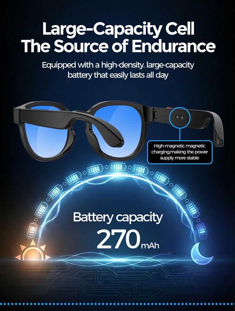 For Men Women Ai Smart Glasses 8MP 4k HD Camera Glasses AI Wake-up Bluetooth Music Audio Sunglass Language Translation
