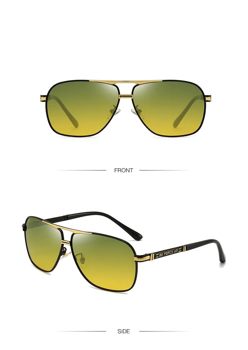 KAMMPT Oversized Vintage Sunglasses Men Women Fashion Polarized Photochromic Shades Eyewear Double Bridge Driving Sun Glasses